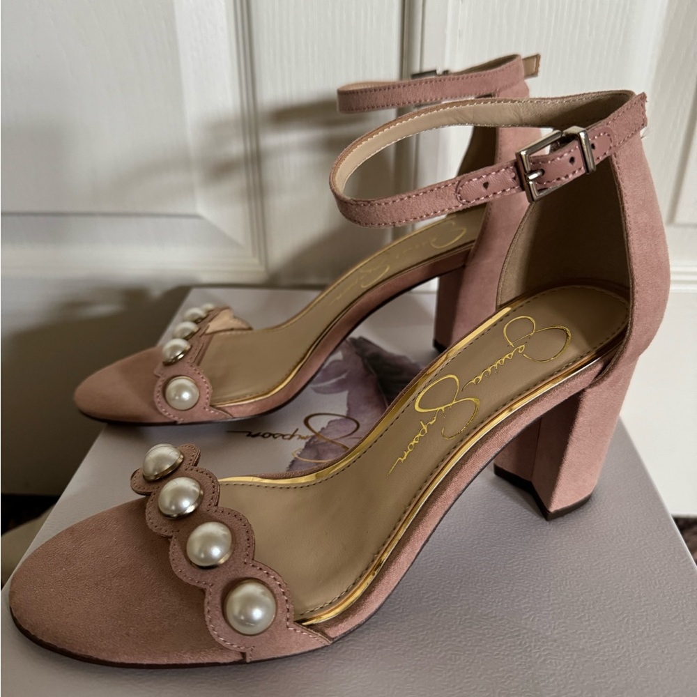 Women’s Jessica Simpson Ballet Blush Strappy Peep Toe Heels Size 6.5